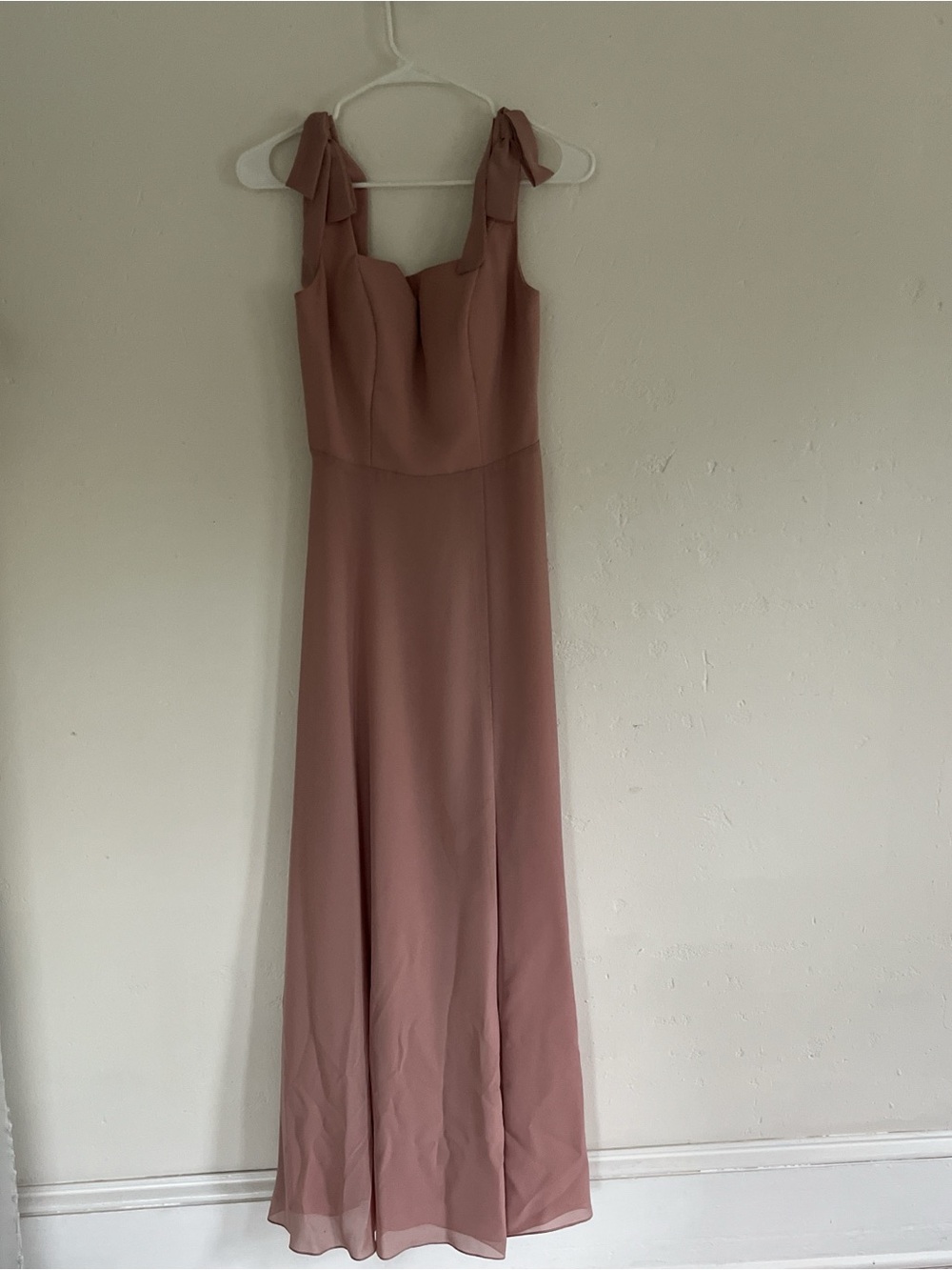 JJs House Dusty Mauve Maxi Dress with Tie Shoulder Straps